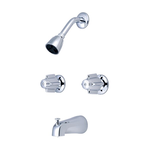 Two Handle Tub and Shower Set, Polished Chrome, Wall